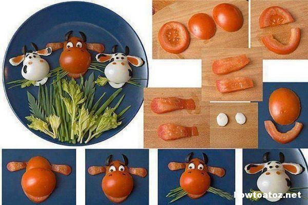 How to Make Cow Face With Boiled Egg and Tomato - How to A to Z